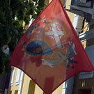 Flags in front of municipal building in Topola