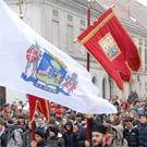 Flag of Zemun during procession on Epiphany day